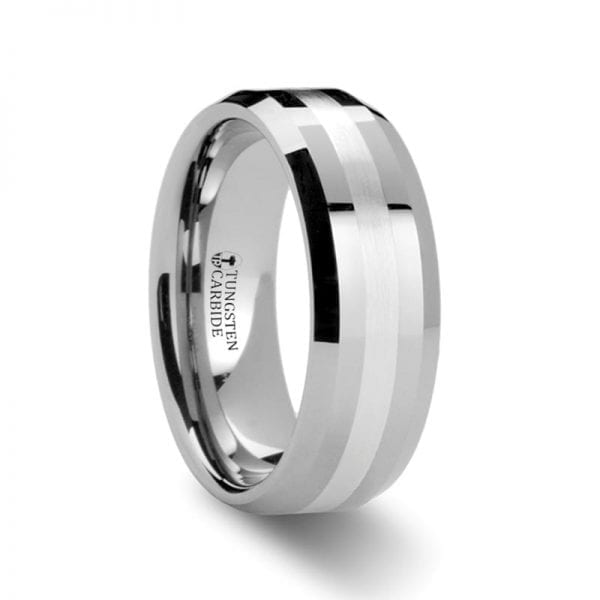 BENEDICT Beveled Palladium Inlaid Tungsten Carbide Ring's