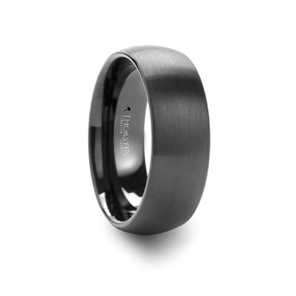 RAIDER Round Brush Finished Black Tungsten Carbide Ring