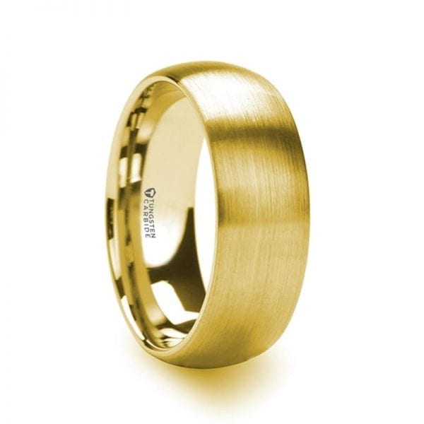 MILLER Gold Plated Tungsten Domed Ring with Brushed Finish