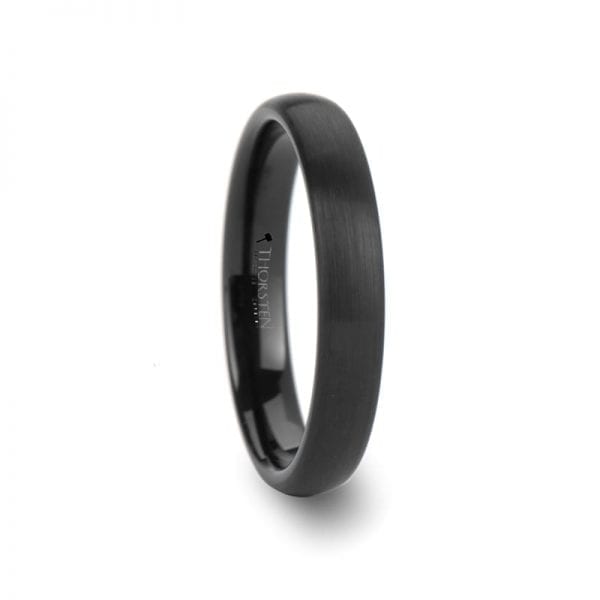 AUGUSTA Round Black Tungsten Carbide Ring with Brushed Finish