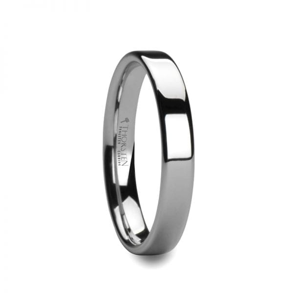 ADRIANA Pipe Cut White Tungsten Carbide Ring with Polished Finish