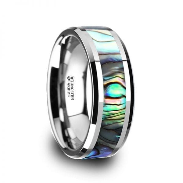 MAUI Tungsten Carbide Ring with Mother of Pearl Inlay