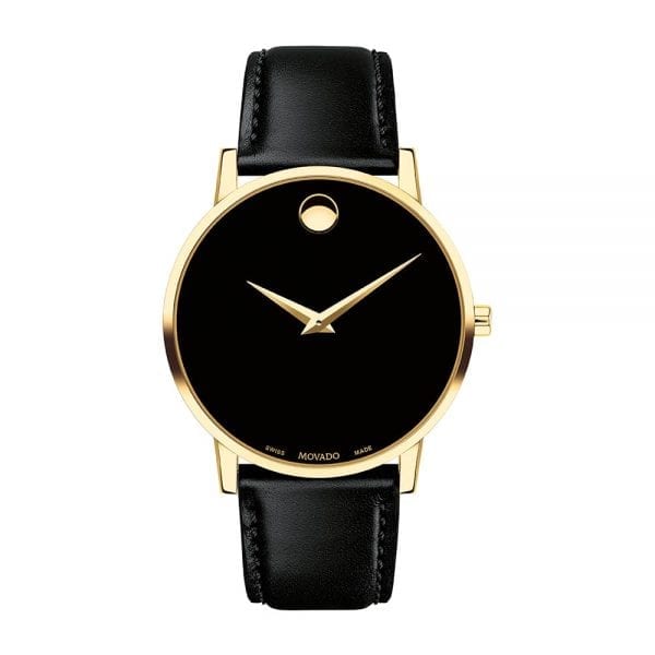 Men's Museum Classic Watch, 40mm Black Calfskin Strap With Yellow Gold Plated Stainless Steel Buckle.