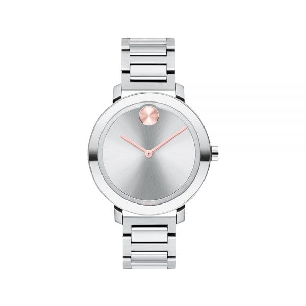 Movado BOLD, 34 mm Stainless Steel Case And Bracelet With A Silver-Toned Dial