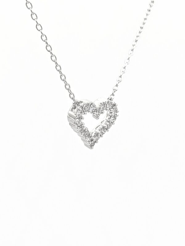 14Kt. White Gold Diamond Heart Necklace - Image 2