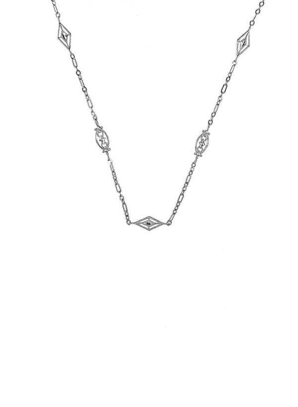 14Kt. White Gold Triangle & Oval Chain