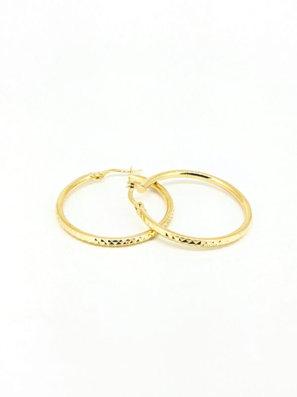 14Kt. Yellow Gold Hoop Earrings/ Diamond Cut & Knife Edge