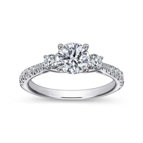 14Kt. White Gold Round Three Stone Engagement Ring - Image 2