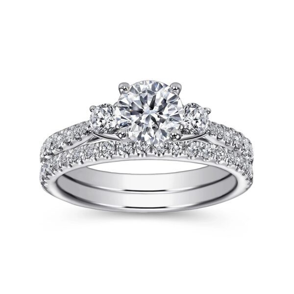 14Kt. White Gold Round Three Stone Engagement Ring - Image 5