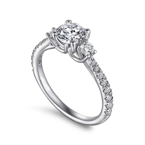 14Kt. White Gold Round Three Stone Engagement Ring - Image 3