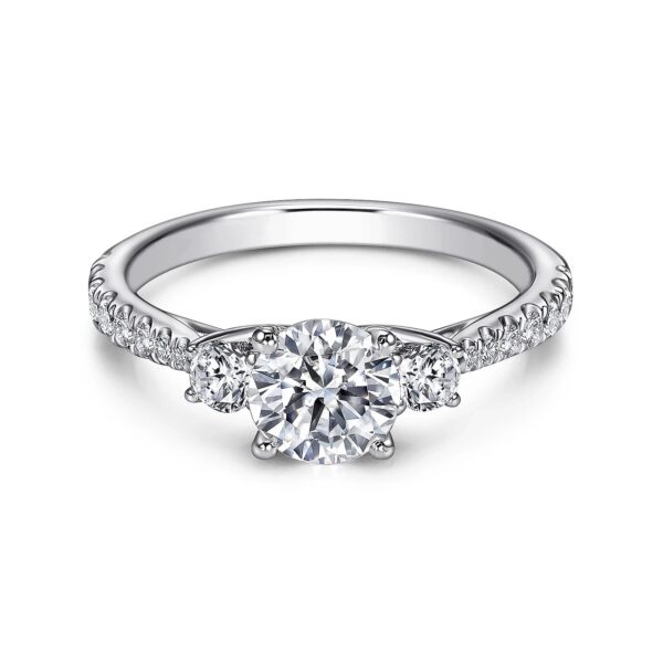 14Kt. White Gold Round Three Stone Engagement Ring