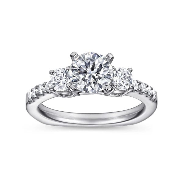 14Kt. White Gold Three Stone Diamond Engagement Ring