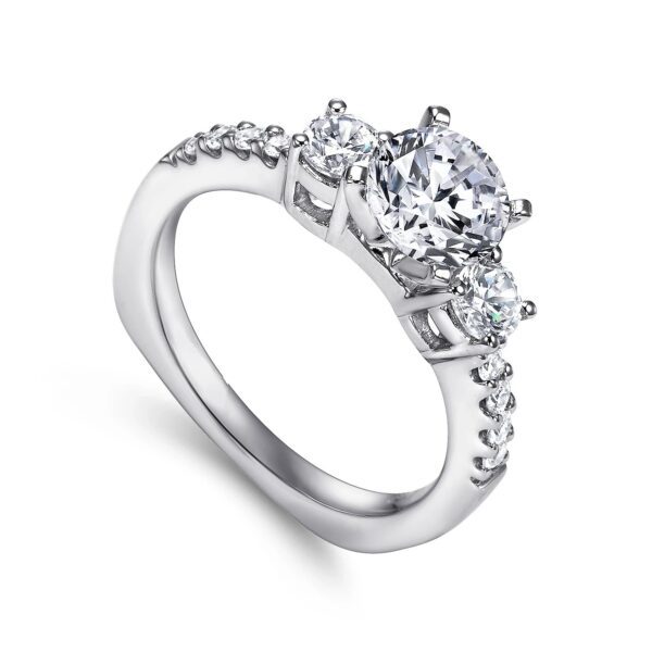 14Kt. White Gold Three Stone Diamond Engagement Ring - Image 2