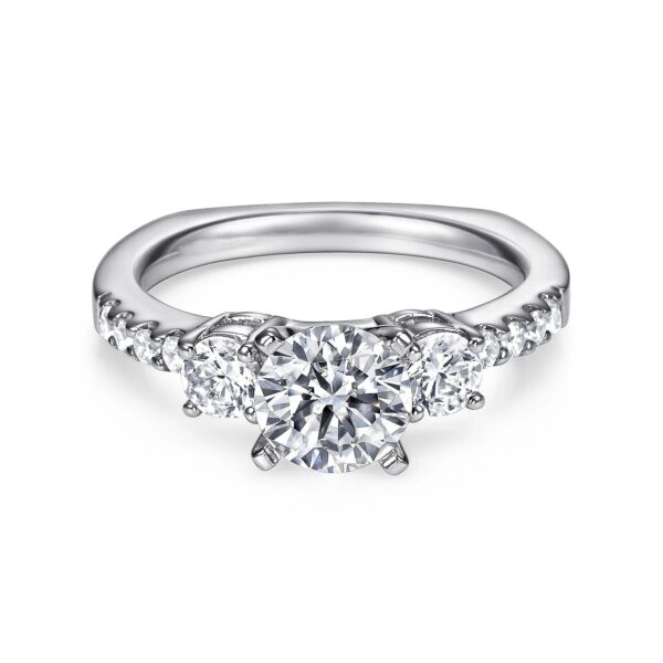 14Kt. White Gold Three Stone Diamond Engagement Ring - Image 3