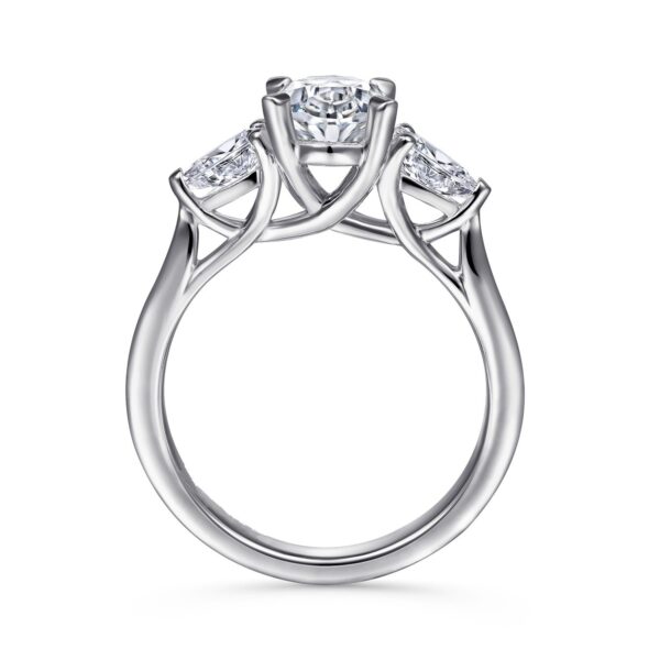 14Kt. White Gold Oval Three Stone Diamond Engagement Ring - Image 4