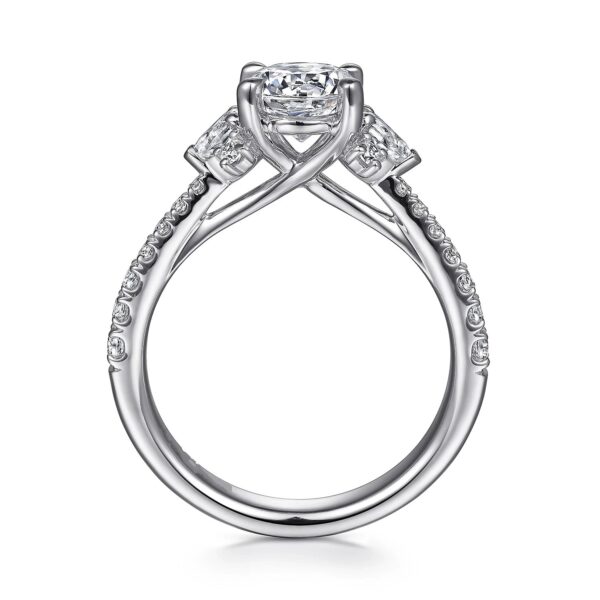 14K White Gold Round Three Stone Diamond Engagement Ring - Image 2