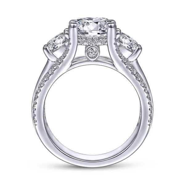 14K White Gold Round Three Stone Diamond Engagement Ring - Image 3