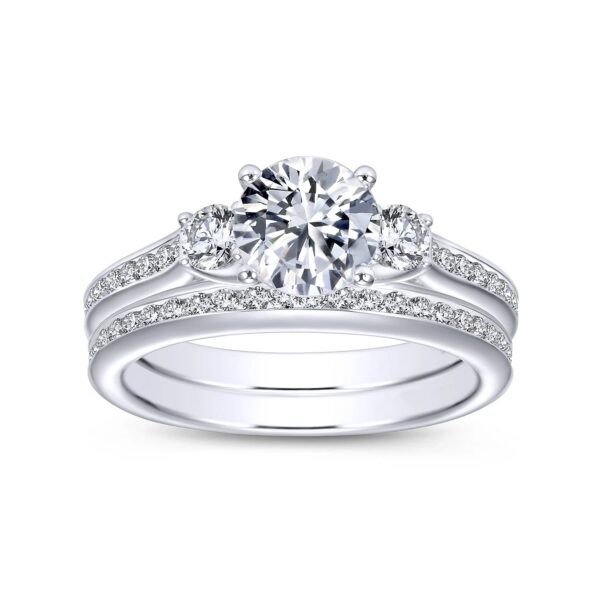 14K White Gold Round Three Stone Diamond Channel Set Engagement Ring - Image 5