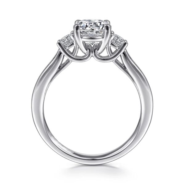 14K White Gold Round Three Stone Diamond Channel Set Engagement Ring - Image 4