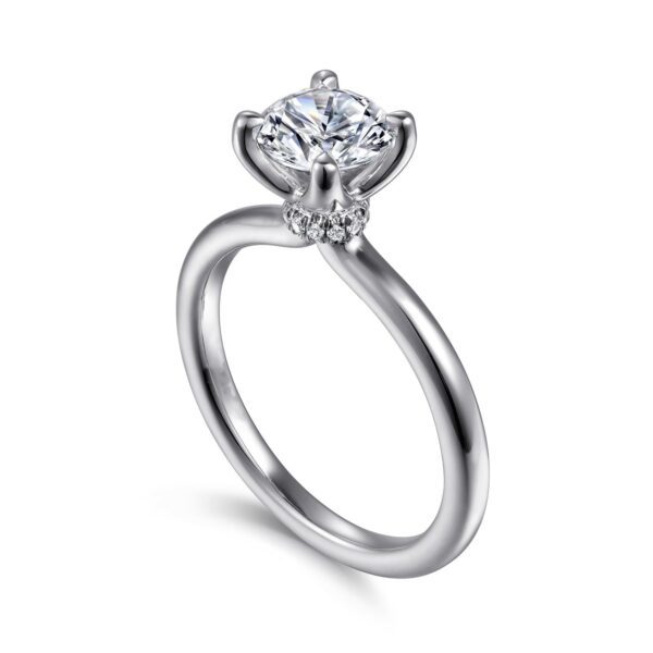 14K White Gold Round Solitaire Diamond Engagement Ring - Image 2