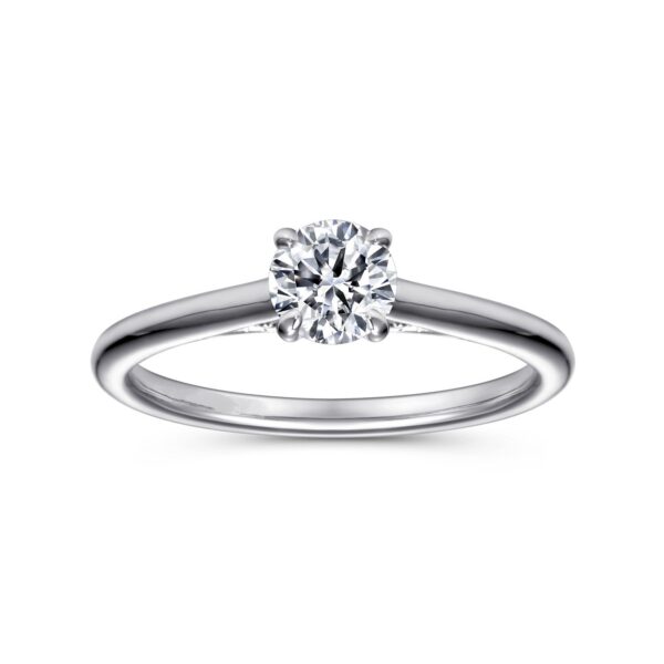 14K White Gold Round Diamond Engagement Ring Vintage Inspired - Image 2