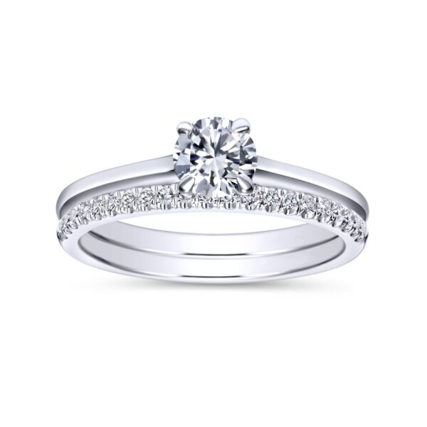 14K White Gold Round Diamond Engagement Ring Vintage Inspired - Image 5