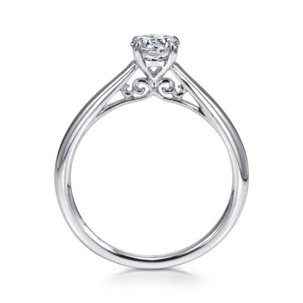 14K White Gold Round Diamond Engagement Ring Vintage Inspired - Image 3