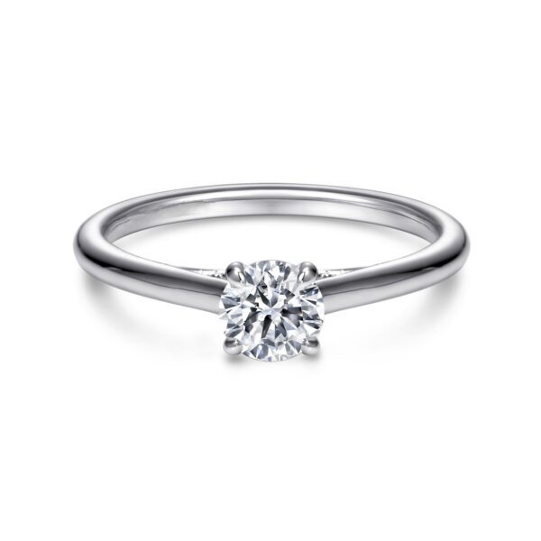 14K White Gold Round Diamond Engagement Ring Vintage Inspired