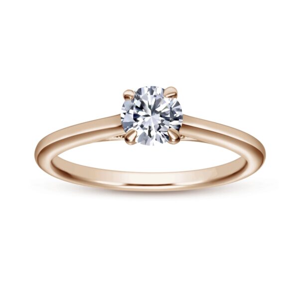 14K Rose Gold Round Diamond Engagement Ring Vintage Inspired - Image 2