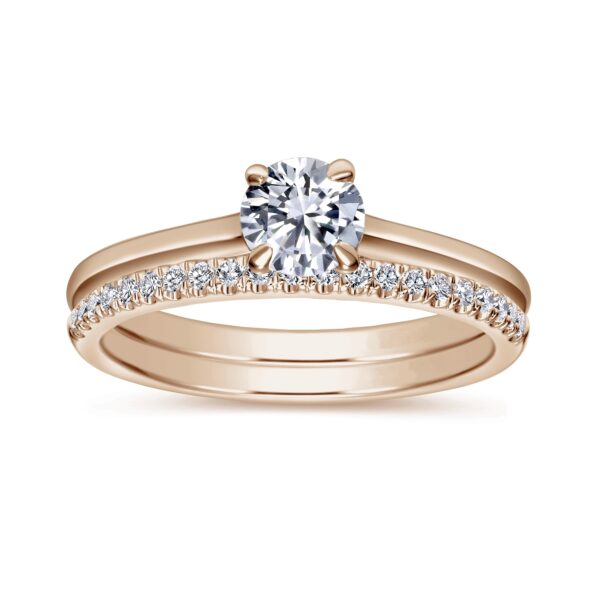 14K Rose Gold Round Diamond Engagement Ring Vintage Inspired - Image 5