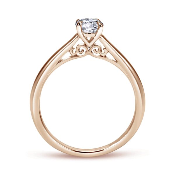 14K Rose Gold Round Diamond Engagement Ring Vintage Inspired - Image 4