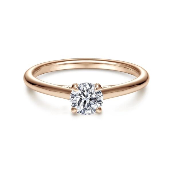 14K Rose Gold Round Diamond Engagement Ring Vintage Inspired