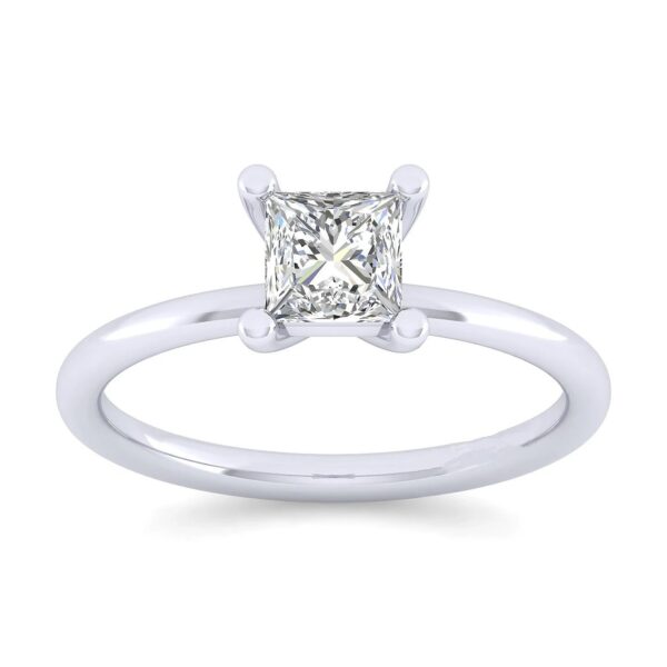 14K White Gold Princess Cut Diamond Engagement Ring - Image 3