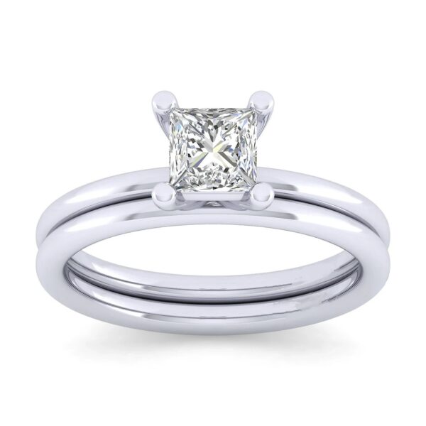 14K White Gold Princess Cut Diamond Engagement Ring - Image 5