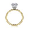 14K White-Yellow Gold Hidden Halo Oval Diamond Engagement Ring - Image 3