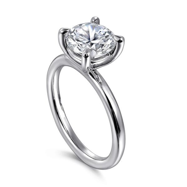 14K White Gold Round Solitaire Engagement Ring - Image 3