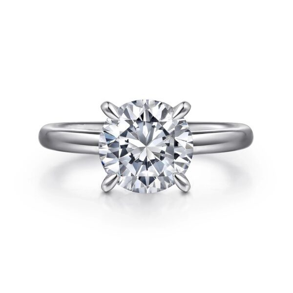 14K White Gold Round Solitaire Engagement Ring