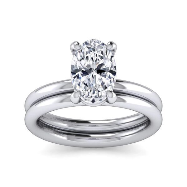 14K White Gold Oval Solitaire Engagement Ring - Image 5