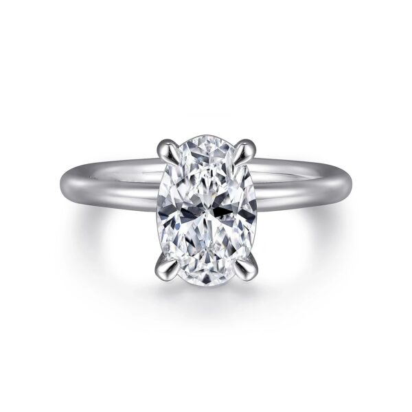 14K White Gold Oval Solitaire Engagement Ring