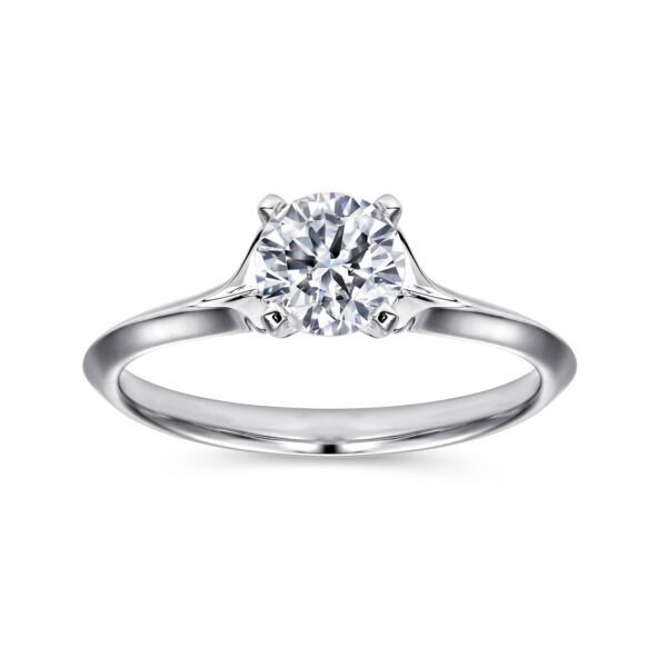 14K White Gold Round Diamond Engagement Ring - Image 4