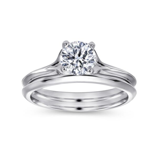 14K White Gold Round Diamond Engagement Ring - Image 5