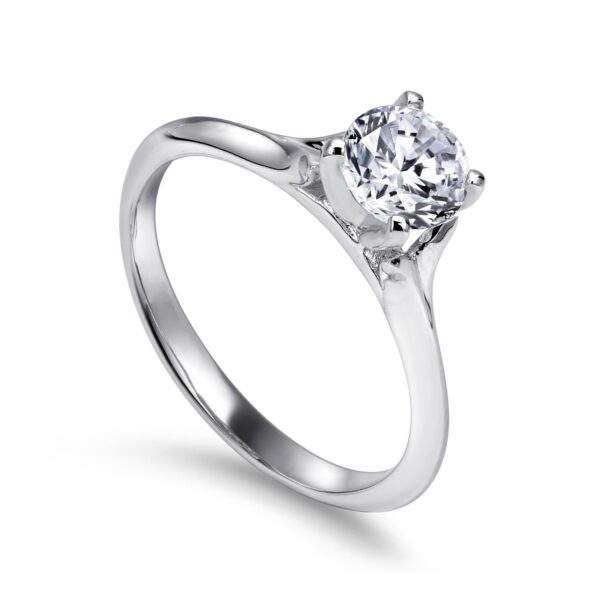 14K White Gold Round Diamond Engagement Ring - Image 2