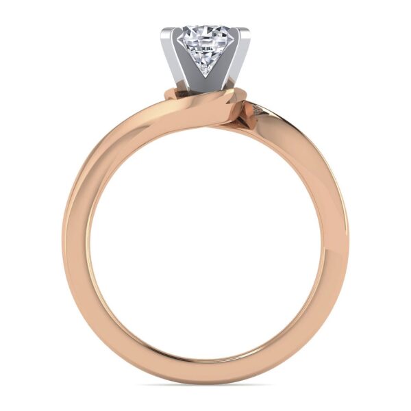 14K White-Rose Gold Round Diamond Bypass Engagement Ring - Image 2