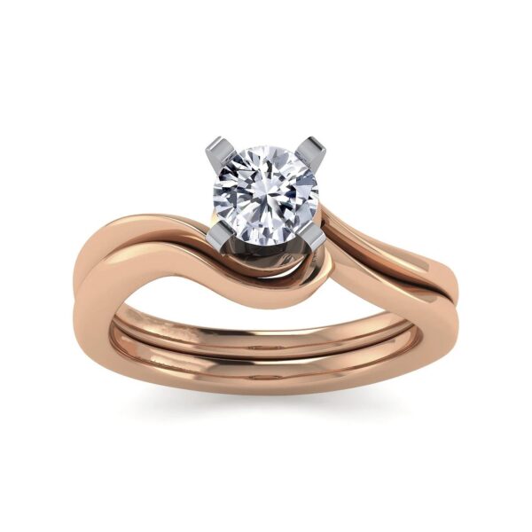 14K White-Rose Gold Round Diamond Bypass Engagement Ring - Image 5