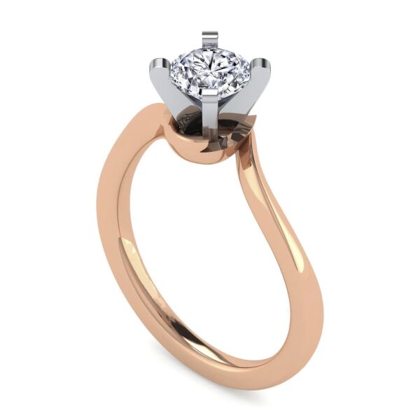 14K White-Rose Gold Round Diamond Bypass Engagement Ring - Image 4