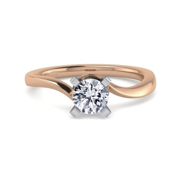 14K White-Rose Gold Round Diamond Bypass Engagement Ring