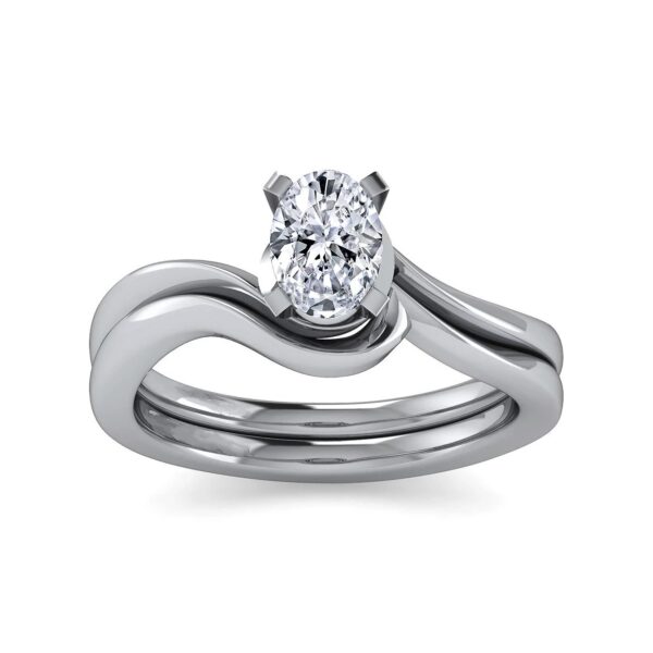 14K White Gold Oval Diamond Engagement Ring - Image 5