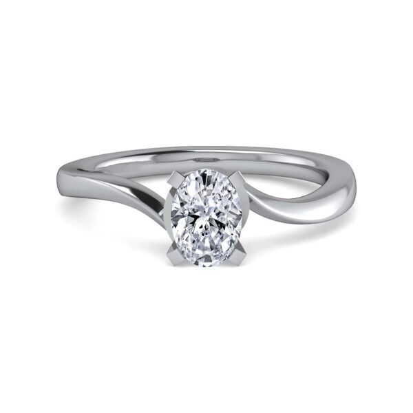 14K White Gold Oval Diamond Engagement Ring