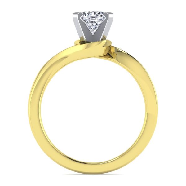 14K White-Yellow Gold Round Diamond Engagement Ring - Image 4