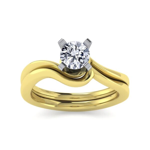 14K White-Yellow Gold Round Diamond Engagement Ring - Image 5